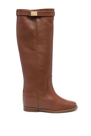 Brown calf leather boots VIA ROMA 15 | 3807NOCE